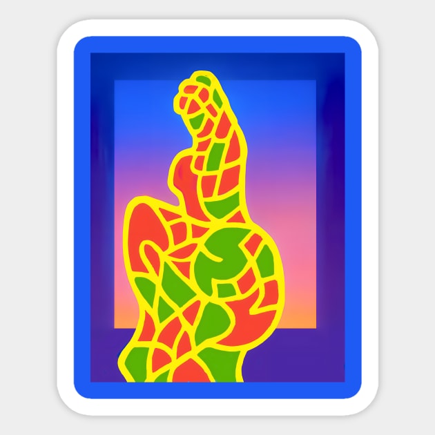 Y2K Abstract Study of a Woman – Neon Chillwave Silhouette Sticker by DonWillisJrArt